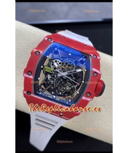 Richard Mille RM35-02 Rafael Nadal Caja de Fibra de Carobono Roja Red con Genuino Tourbillon Reloj Super Clon