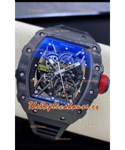 Richard Mille RM35-02 Rafael Nadal Fibra de Carbono con Tourbillon Genuino Reloj Super Clon