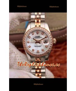 Rolex Datejust Ladies 28MM Movimiento Cal.3135 Réplica Suiza en Acero 904L Caja Oro Rosado 2 Tonos