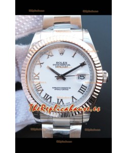 Rolex Datejust 41MM Movimiento Cal.3135 Reloj Réplica Suizo en Acero Dial Blanco en Romanos