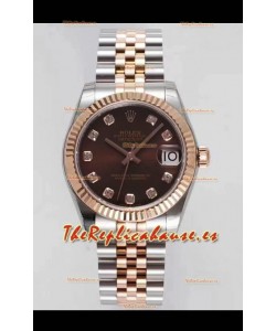 Rolex Datejust 31MM Movimiento Cal.3135 Reloj Réplica Suizo Dial Marrón Correa Jubilee - Reloj Ultimate Acero 904L