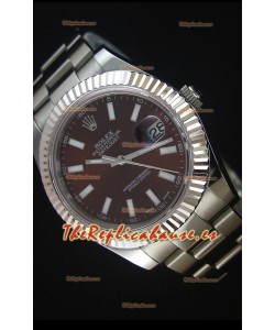 Rolex Datejust Reloj Réplica Japonés - Dial Rojo Profundo en 41MM con correa Oyster