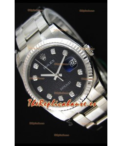 Rolex Datejust Reloj Réplica Japonés - Dial Negro en 36MM con correa Oyster