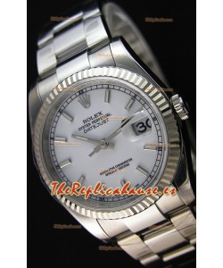 Rolex Datejust Reloj Réplica Japonés - Dial Blanco en 36MM con correa Oyster