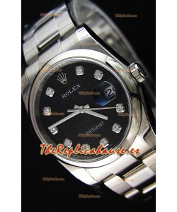 Rolex Datejust Reloj Réplica Japonés - Dial Negro en 36MM con correa Oyster