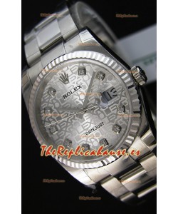 Rolex Datejust Reloj Réplica Japonés - Dial Plateado en 36MM con correa Oyster