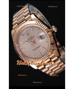 Rolex Day Date Reloj Réplica Japonés - Caja en Oro Rosado Dial en Oro 40MM