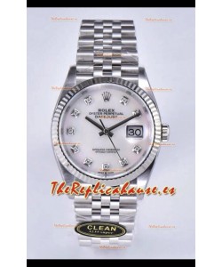 Rolex Datejust 126234 36MM Replica Suiza en Acero 904L en Dial Blanco Perla Réplica a Espejo 1:1