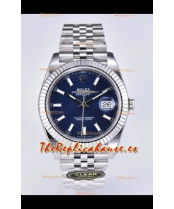 Rolex Datejust Movimiento Cal.3235 Réplica Espejo 1:1 Acero 904L 41MM - Dial Azul con Motivo Estriado
