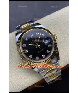 Rolex Datejust M126333 41MM ETA3235 72 Horas Energía Dial Negro Diamantes Oyster Réplica Espejo 1:1 Oro Amarillo Acero 904L