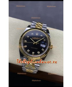 Rolex Datejust M126333 41MM ETA3235 72 Horas Energía Dial Negro Diamantes Jubilee Réplica Espejo 1:1 Oro Amarillo Acero 904L