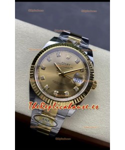 Rolex Datejust M126333 41MM ETA3235 72 Horas Energía Dial Dorado Diamantes Réplica Espejo 1:1 Oro Amarillo Acero 904L
