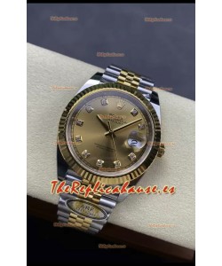 Rolex Datejust M126333 41MM ETA3235 72 Horas Energía Dial Dorado Diamantes Réplica Espejo 1:1 Oro Amarillo Acero 904L