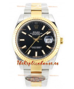 Rolex Datejust M126333 41MM ETA3235 72 Horas Energía Dial Negro Oyster Réplica Espejo 1:1 Oro Amarillo Acero 904L