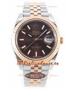 Rolex Datejust M126333 41MM ETA3235 72 Horas Energía Dial Marrón Jubilee Réplica Espejo 1:1 Oro Rosado Acero 904L