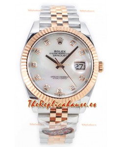 Rolex Datejust M126333 41MM ETA3235 72 Horas Energía Dial Perla Jubilee Réplica Espejo 1:1 Oro Rosado Acero 904L