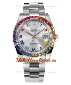 Rolex Datejust 41MM Reloj Réplica Suiza - Acero 904L Bisel en Arcoiris