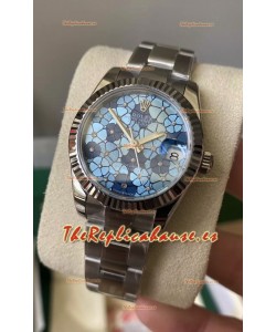 Rolex Datejust Ladies 31MM Movimiento Cal.3135 Réplica Suiza Motivo Azul Correa Oyster en Caja Acero 904L