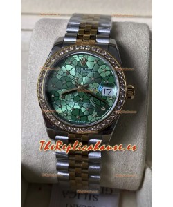 Rolex Datejust M278383RBR 31MM Réplica Suiza Oro Amarillo Dos Tonos - Dial Motivo Floral Calidad Espejo 1:1