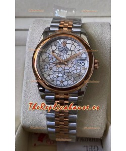 Rolex Datejust M278381RBR 31MM Réplica Suiza Oro Rosado Dos Tonos - Dial Motivo Floral Calidad Espejo 1:1