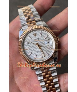 Rolex Datejust Movimiento Cal.3235 Réplica Espejo 1:1 Acero 904L 41MM - Dial Plateado con Motivo Estriado
