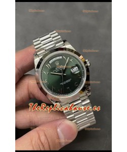 Rolex Day Date Presidencial Reloj Acero Inoxidable Dial Árabe Verde Oliva 40MM - Calidad Espejo 1:1