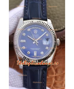 Rolex Day Date Reloj Acero 904L Dial Azul 36MM - Calidad Espejo 1:1