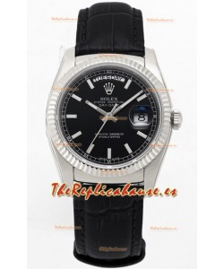 Rolex Day Date 904L Reloj en Caja de Acero Dial Negro 36MM - Calidad Espejo 1:1