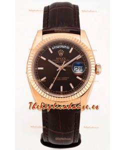 Rolex Day Date Reloj Oro Rosado Caja Acero 904L Dial Marrón 36MM - Calidad Espejo 1:1