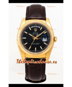 Rolex Day Date Reloj Oro Amarillo Caja Acero 904L Dial Negro 36MM - Calidad Espejo 1:1