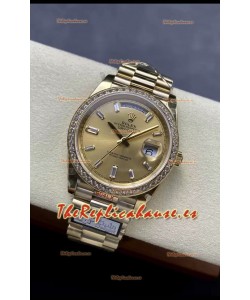 Rolex Day Date 40MM 1:1 Oro Rosado con Dial en Dorado Reloj Réplica Espejo 1:1