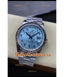 Rolex Day Date Presidential Acero Inoxidable Azul ICE Dial Arab Reloj 40MM - Calidad Espejo 1:1