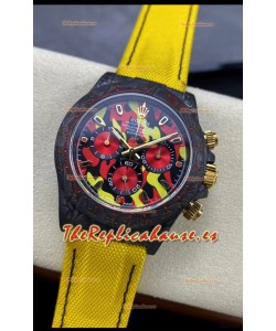 Rolex Daytona DiW Reloj Edición Military Amarillo - Caja Carbono Forjado Réplica Espejo 1:1