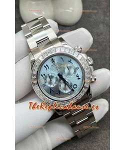 Rolex Cosmograph Daytona Dial Acul ICE Bisel Diamantes Movimiento Movimiento Cal.4130 - Reloj Acero 904L