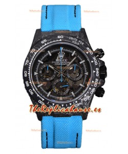 Rolex Daytona DiW Skeleton Reloj Edición Carbono - Caja de Carbono Forjado Correa Azul Réplica Espejo 1:1