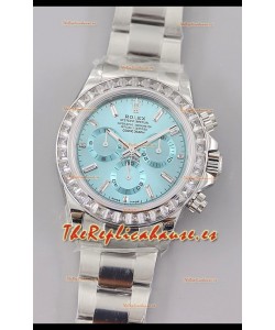 Rolex Cosmograph Daytona Dial Acul ICE Bisel Diamantes Movimiento Movimiento Cal.4130 - Reloj Acero 904L
