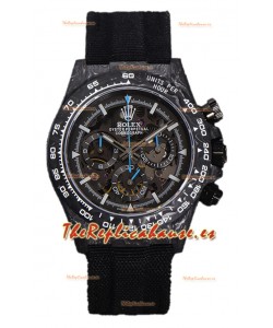 Rolex Daytona DiW Skeleton Reloj Edición Carbono - Caja de Carbono Forjado Correa Negra Réplica Espejo 1:1