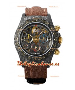 Rolex Daytona DiW Edición Skeleton Carbono - Caja Carbono Forjado Correa Marrón Réplica Espejo 1:1