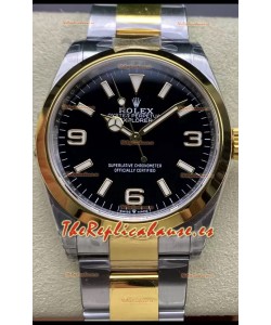 Rolex Explorer I Dial Negro - Oro Amarillo en Acero con Movimiento Suizo Automático 3230