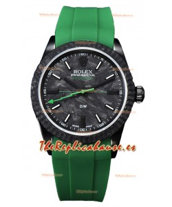 Rolex Milgauss DiW Reloj Caja Carbón Negro - Movimiento Automático ETA2836 en Correa Verde