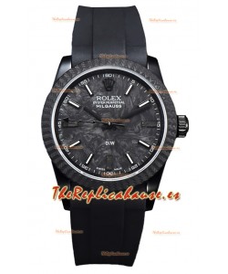 Rolex Milgauss DiW Reloj Caja Carbón Negro - Movimiento Automático ETA2836 en Correa Negra