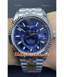 Rolex Sky-Dweller REF# M336934 Dial Azul Reloj en Caja de Acero 904L Réplica a Espejo 1:1