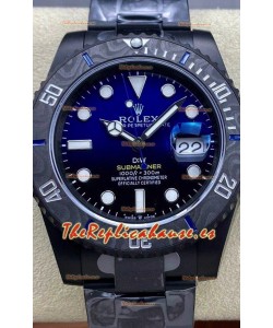 Rolex Submariner DiW Edición Especial Reloj con Revestimiento DLC Bisel de Carbono Dial Azul