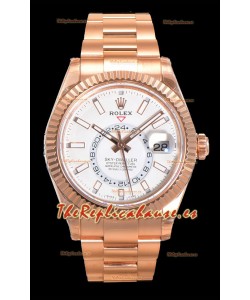 Rolex Sky-Dweller REF# 336235 Reloj Dial Blanco en Oro Rosado Caja Acero 904L Réplica Espejo 1:1