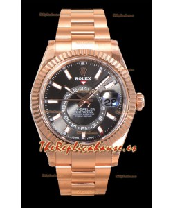 Rolex Sky-Dweller REF# 336235 Dial Slate Reloj en Oro Rosado Caja Acero 904L Réplica Espejo 1:1