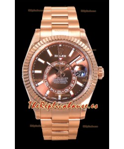 Rolex Sky-Dweller REF# 336235 Reloj Dial Marrón en Oro Rosado Caja Acero 904L Réplica Espejo 1:1