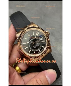Rolex Sky-Dweller REF# M336235 Dial Negro Reloj Oro Rosaod Caja Acero 904L Réplica Espejo 1:1