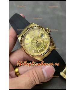 Rolex Sky-Dweller REF# M336235 Dial Oro Reloj Oro Amarillo en Caja de Acero 904L Réplica Espejo 1:1