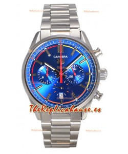Tag Heuer Carrera Chronograph 42 Reloj Réplica Cuarzo Suizo Dial Azul Steel Strap 