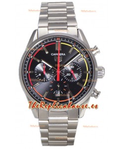 Tag Heuer Carrera Chronograph 42 Reloj Réplica Cuarzo Suizo Dial NegroSteel Strap 